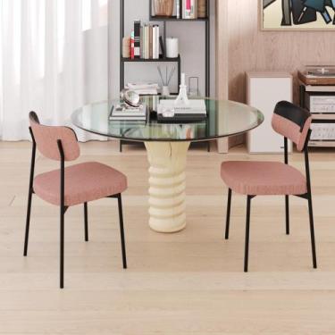 Imagem de Conjunto 4 Cadeiras de Jantar Mynna Tecido Revest Sintético Est.Preta 