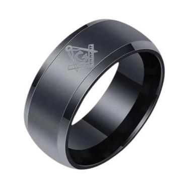 Imagem de Anéis Maçônicos De Aço Inoxidável Preto Para Homens, Joias De Casament