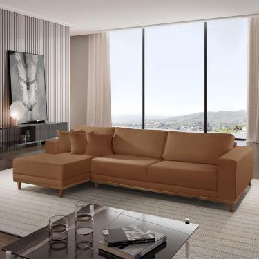 Imagem de Sofá Cronos 03 Metros Chaise Lado Esquerdo Meu Sofá Online B020 Veludo Terra