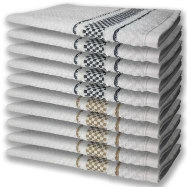 Imagem de 10 Panos De Prato Atoalhado Felpudo Premium 5 Preto 5 Marrom