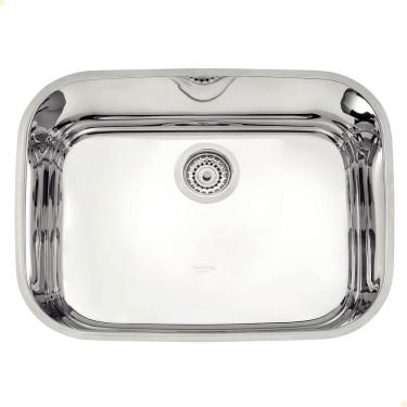 Imagem de Cuba De Embutir Tramontina Lavínia 48 Bl Prime Aço Inox Alto Brilho 48x34 Cm Com Válvul...