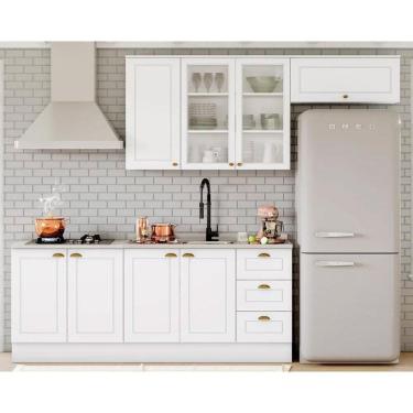 Imagem de Kit Cozinha Modulada 5 Peças Americana 2 Aéreos + 2 Balcões + 1 Complemento Sem Pia Cz131 Branco