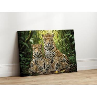 Imagem de Quadro Decorativo  Sala Familia Onca 3 Filhotes 130x90 Linha Premium I