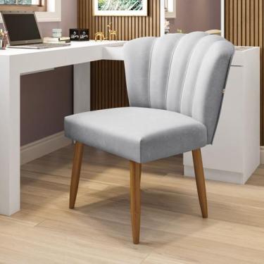 Imagem de Cadeira Pétala Liberty Móveis Cinza Estofado Veludo Retrô Para Pentead