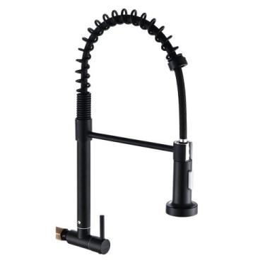 Imagem de Torneira De Parede Cozinha Gourmet Inox 304 Preta Brinovar