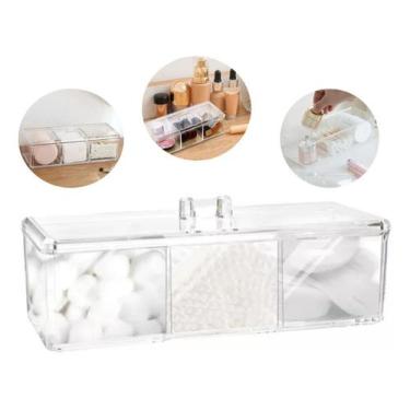 Imagem de Porta Algodão Cotonete Organizador Acrílico Maquiagem Cosméticos Algod