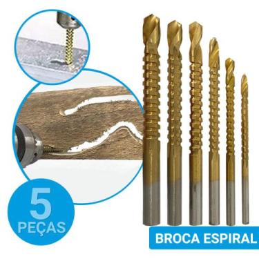 Imagem de Kit 6 Brocas Furo Corte Lateral P/ Madeira Metal Gesso Plástico MDF Fe