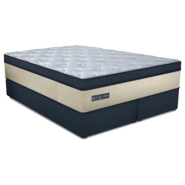Imagem de Cama Box Colchão Queen Gazin Royal Blue Premium Molas Ensacadas 158x198x72cm Bege Azul