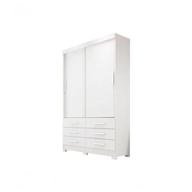 Imagem de Guarda Roupa Solteiro 2 Portas 6 Gavetas - Capri-branco - Móveis Horizonte