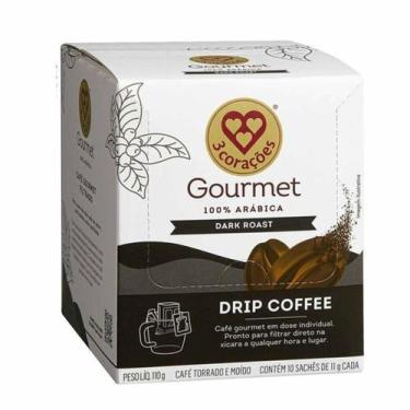 Imagem de Café drip coffe dark roast gourmet 10 unid de 11g 3 corações