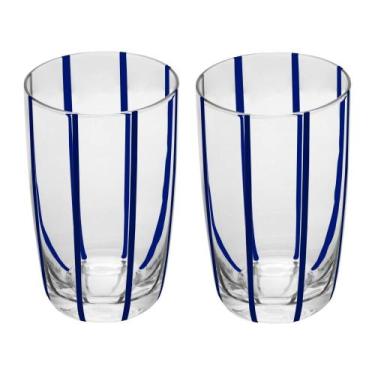 Imagem de 2 Copos Altos Azura 450ml Azul Vidro Wolff