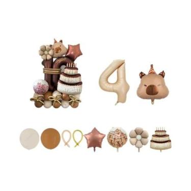 Imagem de Balão De Folha De Alumínio De Aniversário Com Tema De Capivara, 44 Peç