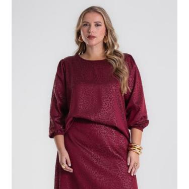 Imagem de Blusa Feminina Manga Bufante Plus Size Secret Glam Vermelho, Plus G2, 