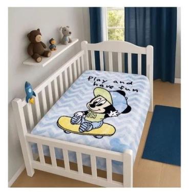 Imagem de Cobertor de Bebe Infantil Raschel Plus Disney Minnie e Mickey Macio - 