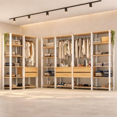 Imagem de Guarda-Roupa Closet Modulado Texas 6 Gavetas 405cm Multimóveis MP4788
