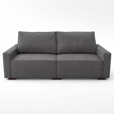 Imagem de Sofá 2 Metros Contemporâneo Sala Estar Luxo Moderno Suede cinza Escuro