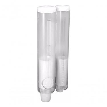 Imagem de Dispenser Combinado para Copos de Água e Café Dispenser Suporte para Organização em ABS Cristal Transparente ABS Branco