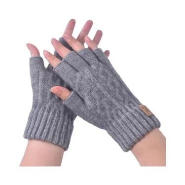 Imagem de Luvas Térmicas De Inverno Sem Dedos, Elásticas, Compatíveis Com Touchs