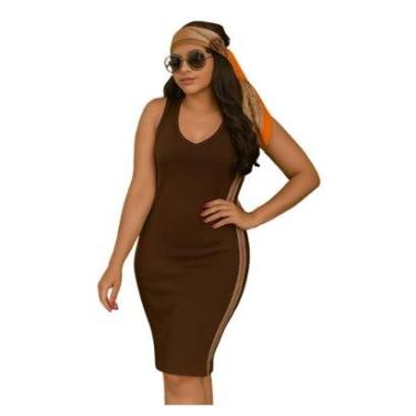 Imagem de Vestido Vih Triny Midi Feminino em Tricô Justo com Listras Laterais Estilo Elegante-Feminino