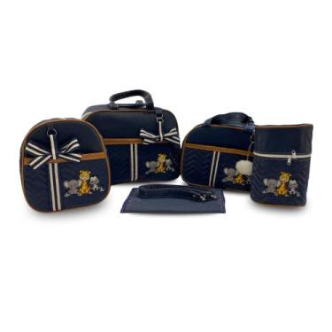 Imagem de Kit Bolsa Maternidade 5 Peças Grande Impermeável + Mochila + Trocador 