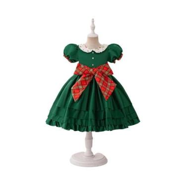 Imagem de Vestido Clássico De Princesa Para Meninas Com Laço Xadrez Para Casamen