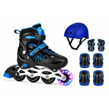Imagem de Patins Roller In Line Ajustável 28-32 / 32-36 / 36-40 + Led! + KIT PRO