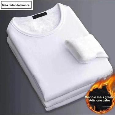 Imagem de Camiseta Térmica Masculina De Veludo Grosso E Quente, Manga Comprida, 