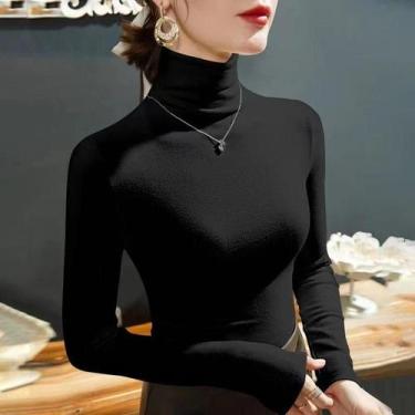 Imagem de Camiseta Feminina De Fleece Com Gola Alta E Manga Longa, Pullover Quen