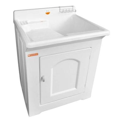 Imagem de Gabinete Tanque de Lavar Roupas Branco 50L em Fibra Lavanderia Área de