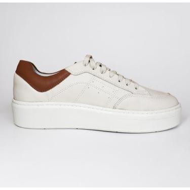 Imagem de Sapatênis Masculino Branco Off de Couro para o Dia a Dia Casual - Elen