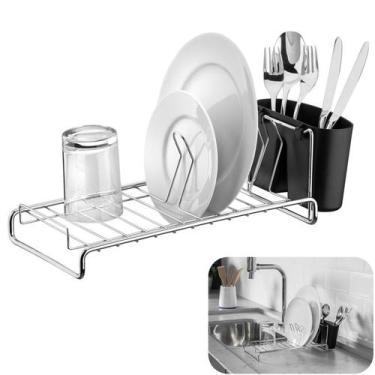 Imagem de Escorredor De Louças Pratos Copos Talheres Cozinha Compacto Cromado - 