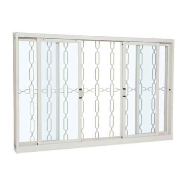Imagem de Janela de Correr Grade Elo em Aço 100 x 200 x 12 cm 4 Folhas Pratika S