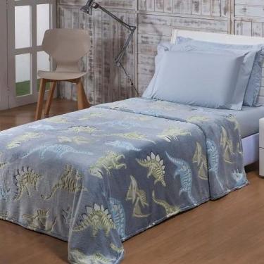 Imagem de Manta Infantil Flannel Shine - Andreza - Andreza enxovais, DINO CINZA