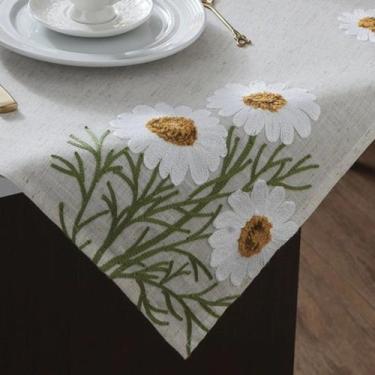 Imagem de Toalha de Chá Centro de Mesa Bordado Filipinas Em Linho 85x85cm Jolite