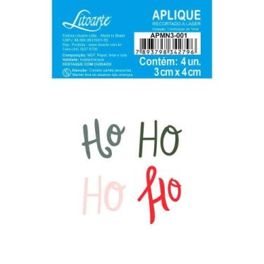 Imagem de Aplique de MDF e Papel Natal - Ho Ho Ho - APMN3-001 - Litoarte