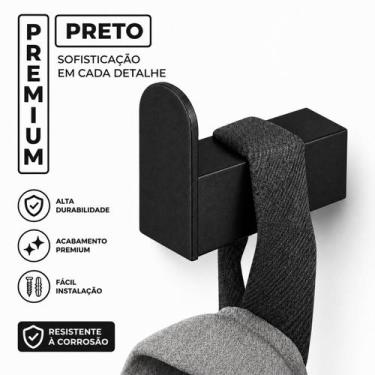 Imagem de Gancho Cabide Para Banheiro Preto Fosco - Decora