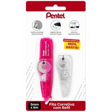 Imagem de Corretivo em Fita Pentel com Refil 5mm x 6m -, Rosa