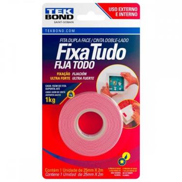 Imagem de Fita Dupla Face Tekbond Acrilica Fixa Tudo Externa/Interna 25Mm X 2M -
