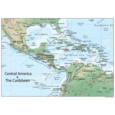 Imagem de Mapa Tiger Moon da América Central e Caribe 100 x 70 cm Laminado