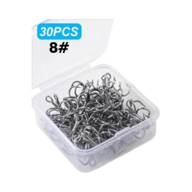 Imagem de Anzóis Triplos De Ângulo Pequeno 30 Peças 8-18  Kit De Iscas De Pesca 