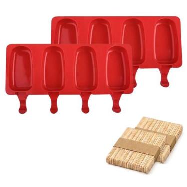 Imagem de Kit 2 Formas de Silicone para Picolé/Sorvete + 100 Palitos - Udlandia