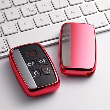 Imagem de YJADHU TPU Car Key Case Key Cover, apto para Land Rover Range Rover Sport Freelander 2 Discovery 4 Evoque Jaguar XE XJ XJL XF, A, vermelho