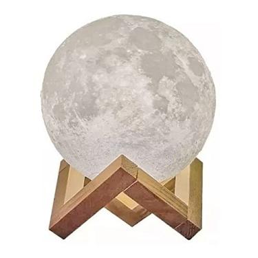 Imagem de Umidificador de ar ultrassônico, difusor de aromas e luminária de mesa 880ml Lua USB e LED 3 cores