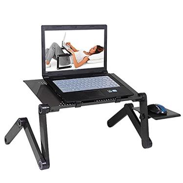 Imagem de Mesa dobrável para laptop, suporte para cadeira de laptop, suporte ergonômico ajustável para laptop, suporte para notebook, com placa de mouse e ventilador de resfriamento, suporte dobrável para computador