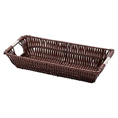 Imagem de Mimo Style África Cesto Retangular de Fibra Sintética com Alça, Preto, 30.5 x 14.5 x 7.5 cm