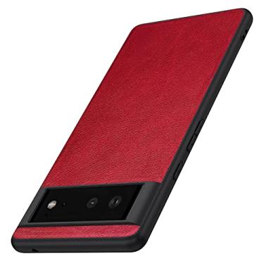Imagem de Capa para Google Pixel 6/6 Pro, capa traseira de proteção antiqueda de couro PU + TPU premium, capa protetora à prova de choque, vermelha, 15 cm