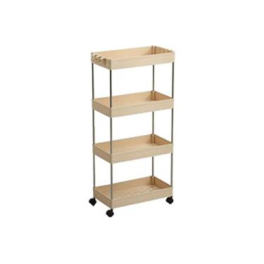 Imagem de Carrinho de cozinha com 4 andares, prateleira lateral para geladeira com rodízios, prateleira de banheiro, prateleira de armazenamento, prateleira de cozinha, suporte para lacunas, carrinho de vegetais para cozinhas