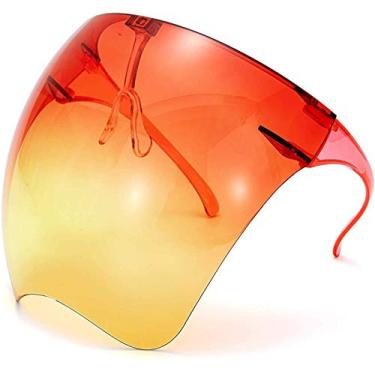 Imagem de Óculos de sol unissex antiembaçamento com viseira completa e proteção para o rosto dos óculos modernos com lentes coloridas (laranja na parte superior, amarelo na parte inferior)