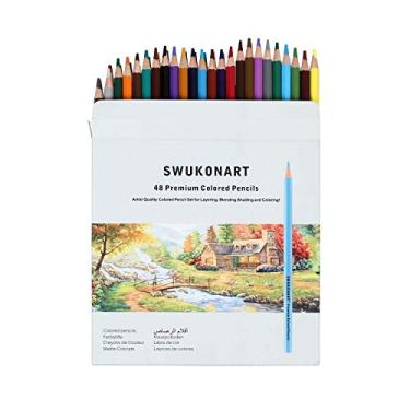 Imagem de Conjunto de lápis de cor Swukonart de 24 a 48 cores, lápis de cor premium para artistas profissionais, iniciantes e profissionais para colorir, desenhos, esboços (48 cores)