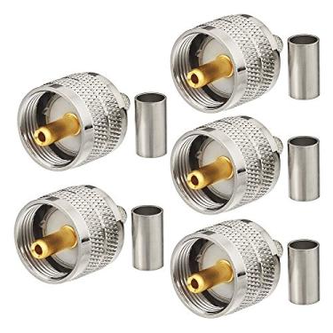 Imagem de Conectores de crimpagem Wlaniot PL259 UHF macho conector coaxial RF PL-259 conectores de crimpagem compatíveis com RG58 RG142 RG400 LMR-195 RG303 RG141 cabo coaxial jumper de baixa perda